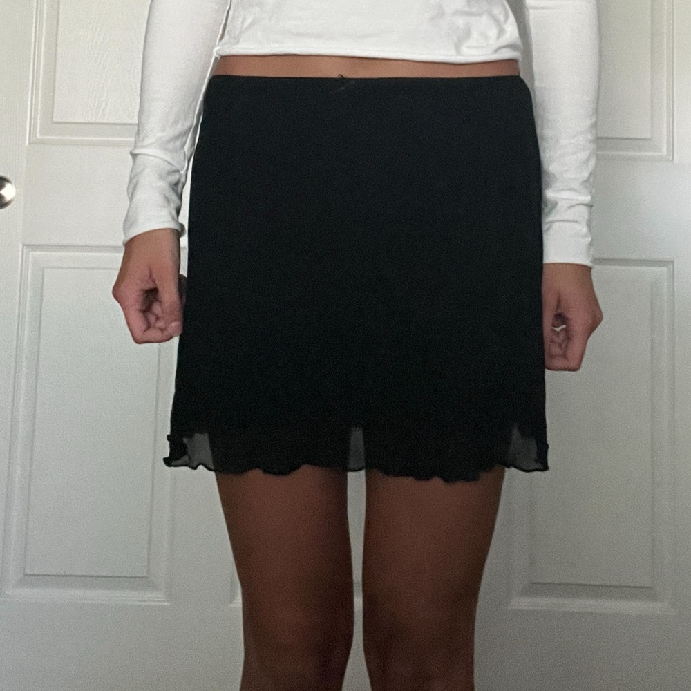 Brandy Melville Black Ruffle Edge Skirt
